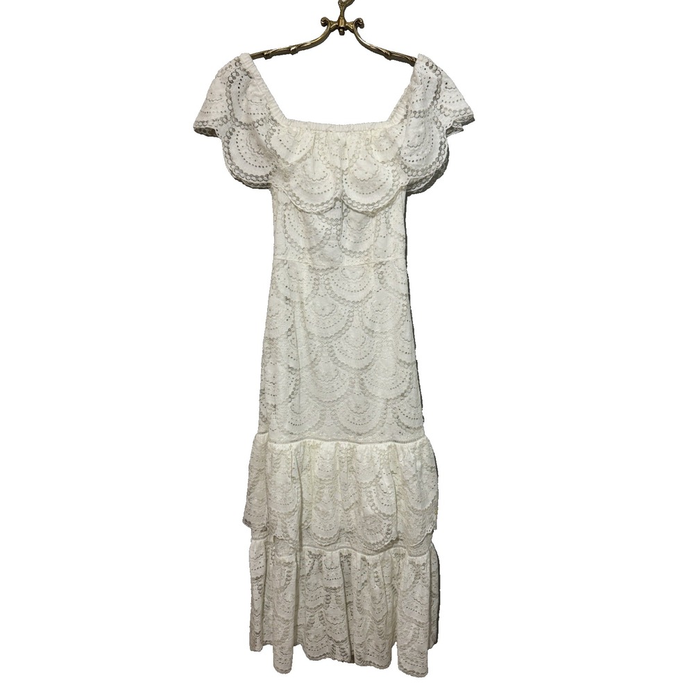 Gianni Bini size S Women's Ivory Lace Tiered Maxi Dress NWT‎ Laney